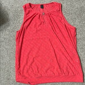 SHEIN Coral Sleeveless Tank Top with Gathered Neckline